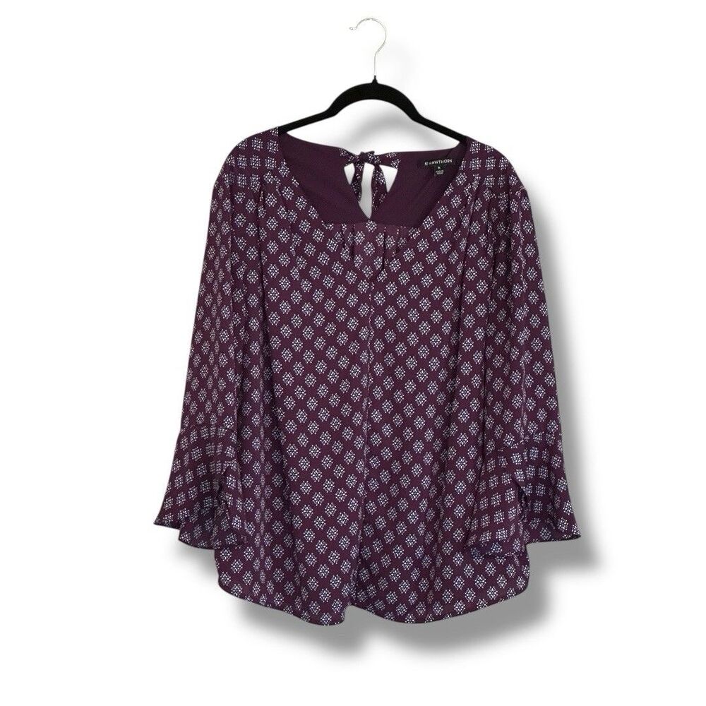 41 Hawthorn Dania 3/4 Ruffle Sleeve Top Purple XL